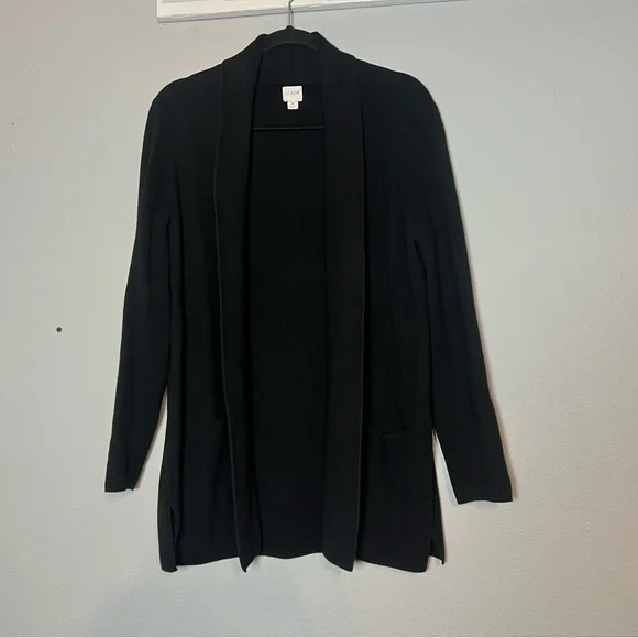 J. Crew Chelsea Sweater Blazer Black Size Medium Cotton Open Cardigan Long - Picture 5 of 10